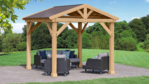 Yardistry Meridian Pavilion with Cedar Wood & Aluminum Roof (10 ft. x 10 ft.)