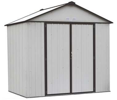 EZEE Shed Steel Storage 8 x 7 ft. Galvanized High Gable Cream with Charcoal Trim EZEE Shed Steel Storage 8 x 7 ft. Galvanized High Gable Cream with Charcoal Trim