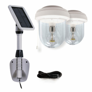 Gama Sonic Light My Shed IV – Solar Powered Shed Light with Double Lamp Heads – GS-16B2