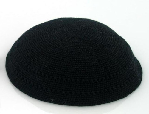 Kipa | Knitted Dmc | Plain Black+ Holes /21cm