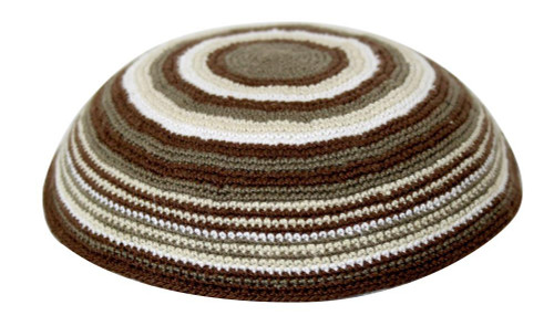 Kipa | Knitted Hand Made | White And Brown /4