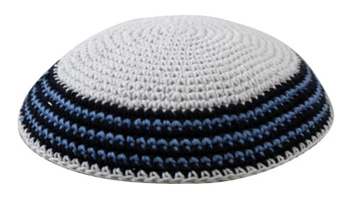 Kipa | Knitted | White With Blue Around /18cm