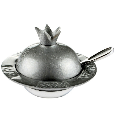 Honey Dish | Aluminum Sparkling Gray Pomegranate /12*8 Cm
