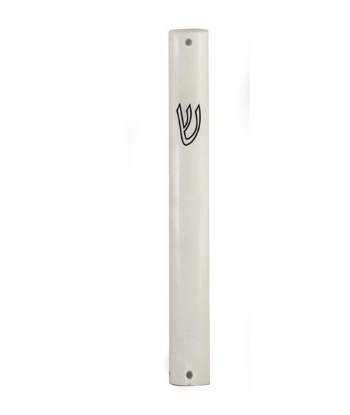 Mezuzah Case | Aluminum Semi- Round White /10cm