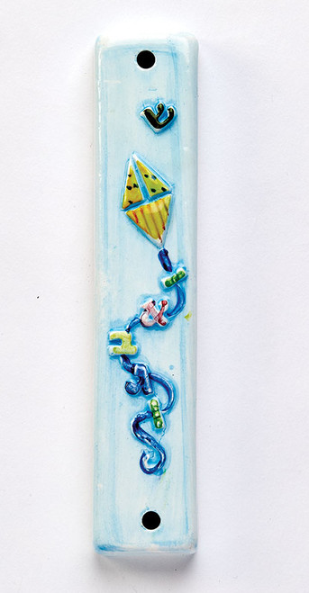 Mezuzah Case | Ceramic Kite in Shades of Blue