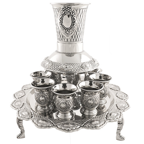 Kiddush Cup | Wine Divider 3 Legs & Cups Silver Plated