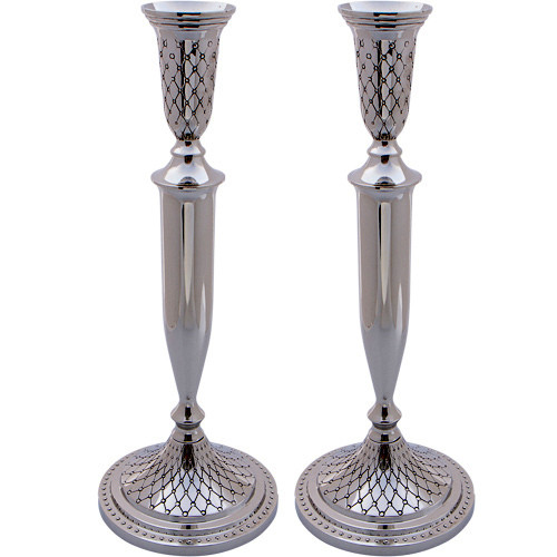 Candlesticks | Nickel Silver | Diamond Design /30cm