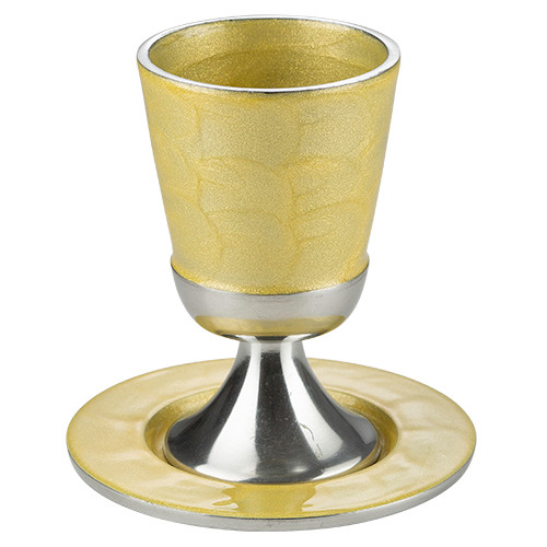 Kiddush Cup | Aluminium Pearl Color | includes Saucer /16cm