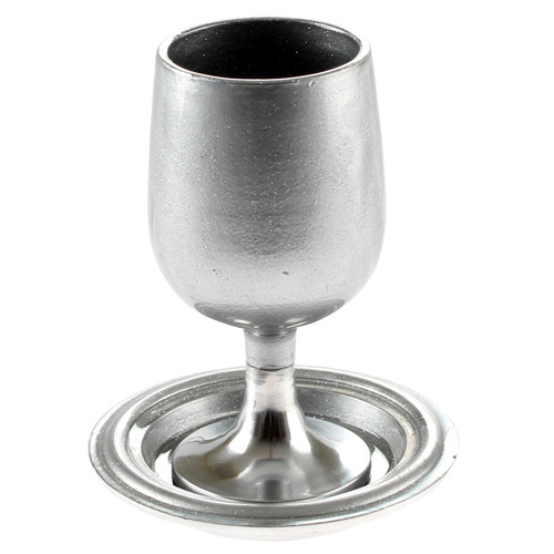 Kiddush Cup | Aluminium Silvered | Includes Saucer /14cm