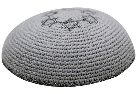 Kipa | Knitted | White Slv M. David /6