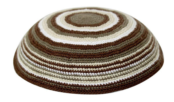 Kipa | Knitted Hand Made | White And Brown /4