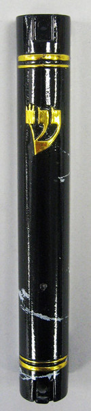 Mezuzah Case | Marbelized Black Plastic /4'