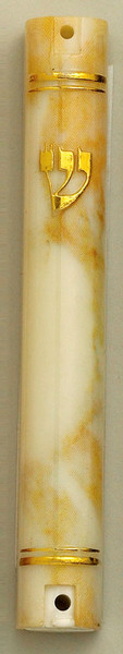 Mezuzah Case | Marbelized Creme Plastic /4'