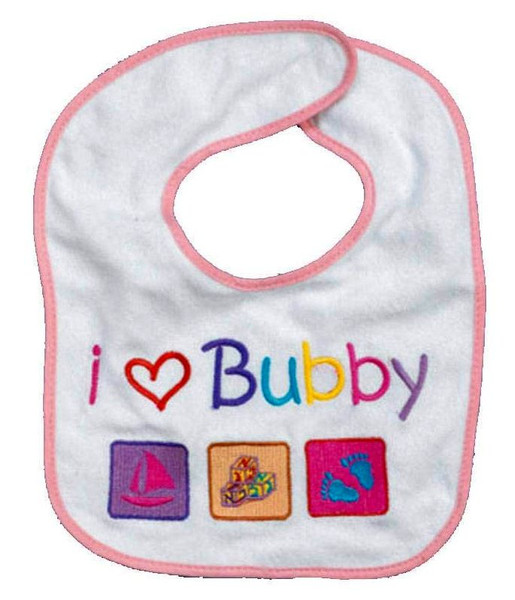Terry Bib, "I Love Bubby", Pink, 9", Header