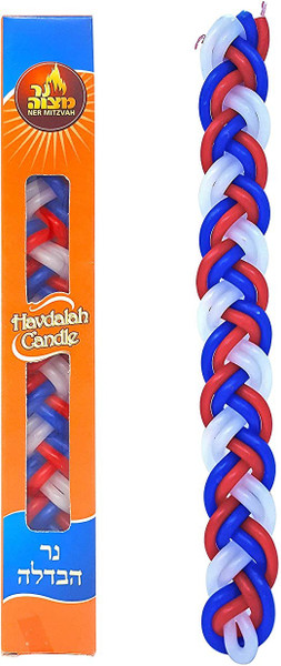 Havdalah Candle Paraffin | Large Blue, White & Red