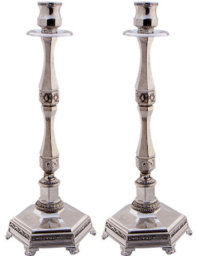 Candlesticks | Silver Ornate Design /35cm