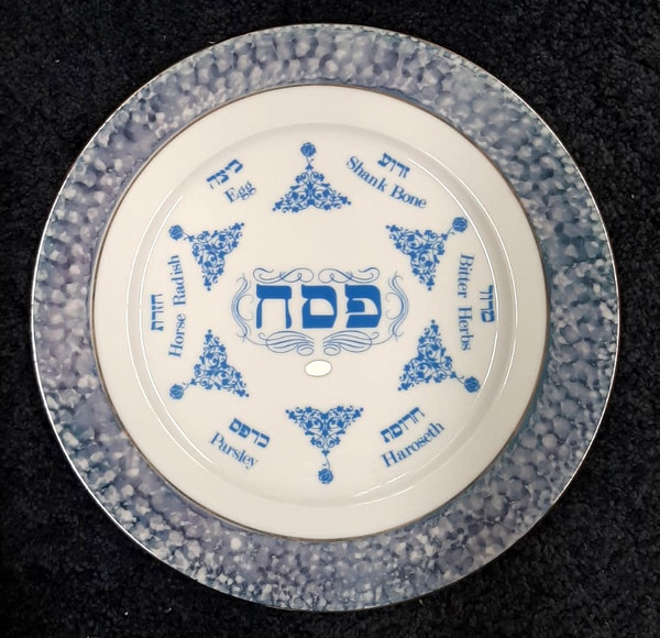 Seder Plate | Ceramic, Elegant blue