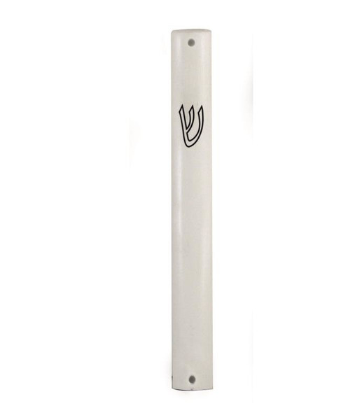 Mezuzah Case | Aluminum Semi- Round White /10cm