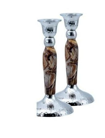 Candlesticks | Marbleized | Brown /2pk.