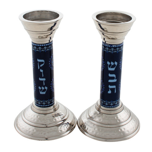 Candlesticks | Aluminum Decorated | Blue /15cm