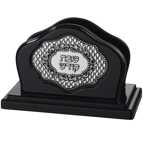 Napkin Holder | Elegant Dark Brown With Metal Plaque /17x12cm