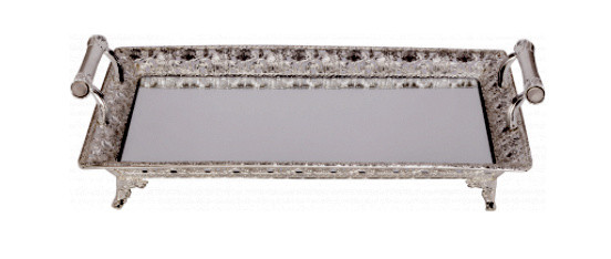 Sliver Plated Tray with Mirror | Ex Large
