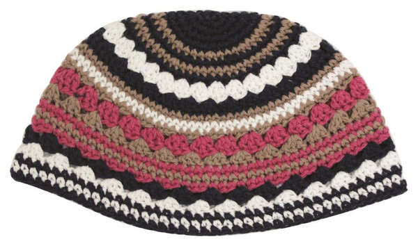Kipa | Frik /21 Cm, Black-white-pink Striped Design