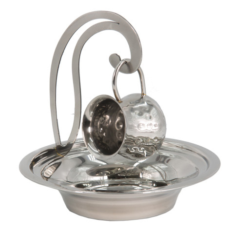 Mayim Achronim | Elegant Stainless Steel | Hammered Design /17 Cm