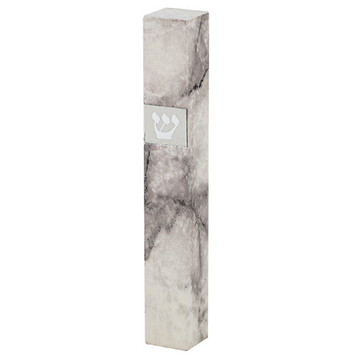 Plastic Mezuzah 12 Cm- "black Marble"