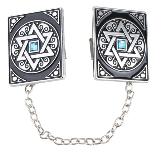 Talit Clips | Nickel Star of David with Chain