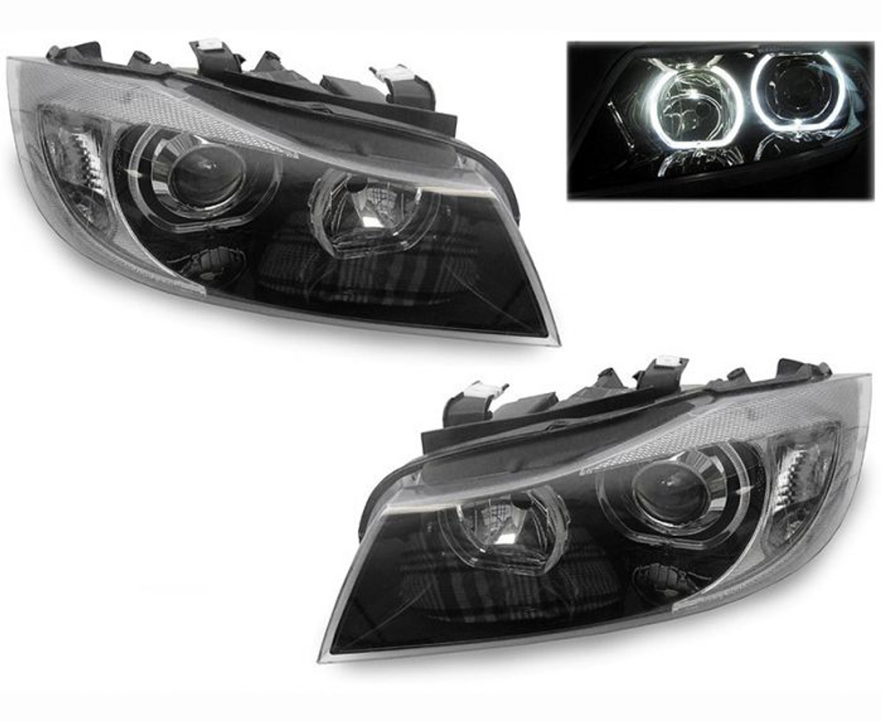 DEPO V3 Ice White LED Angel Eyes Headlights for BMW E90 E91 3