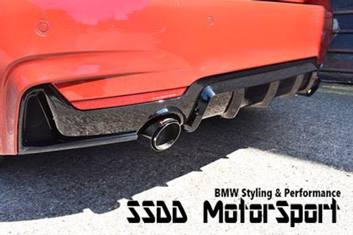 F32 F33 F36 435i 440i Gloss Black Performance Look Rear Diffuser 