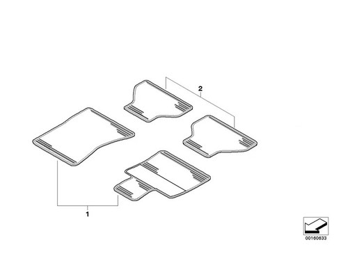 Genuine RHD BMW E70 X5 Tailored All Weather Rubber Floor Mats Set