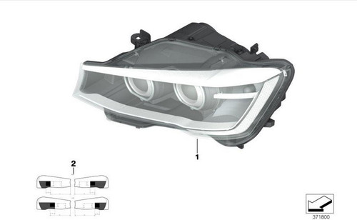 Genuine BMW F25 X3 LCI AHL Xenon Headlight, LEFT (UK Passenger Side) 63117401139