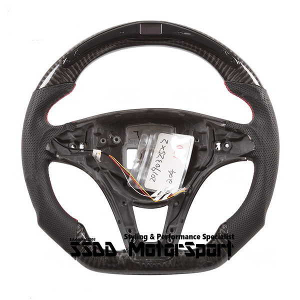 W204 C63 AMG W207 E W176 A GLK CLA Carbon LED Flat Bottom Steering Wheel