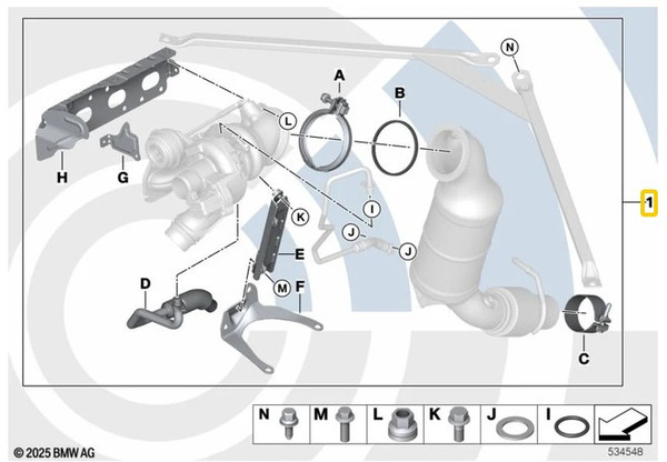 Genuine BMW F20 F21 114i 116i 118i 120i N13 Turbo Installation Kit 11655A43C13 