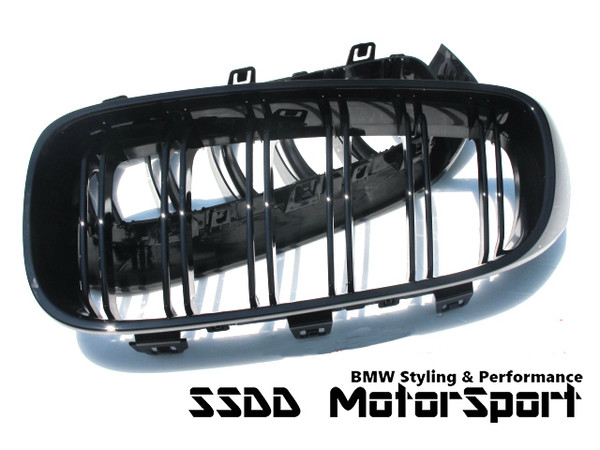 BMW F34 GT gloss black double slats M look kidney grilles