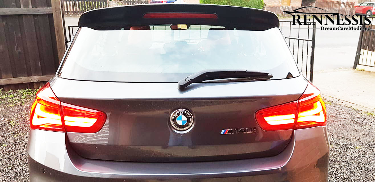 RENNESSIS Gloss Black BMW F20 F21 Rear Roof Spoiler V2 High Line