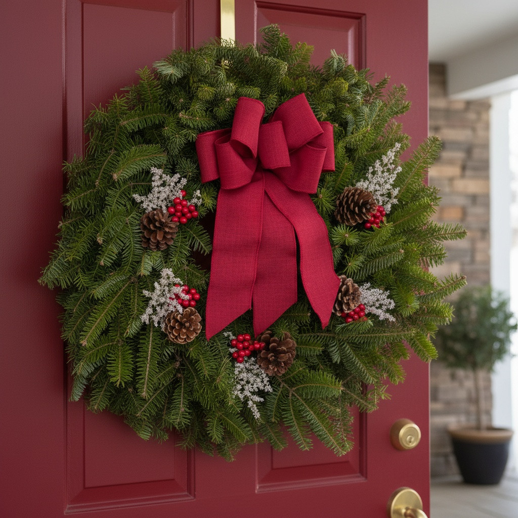 Winterberry Handcrafted Fresh Maine Balsam Wreath | Luxury Gift
