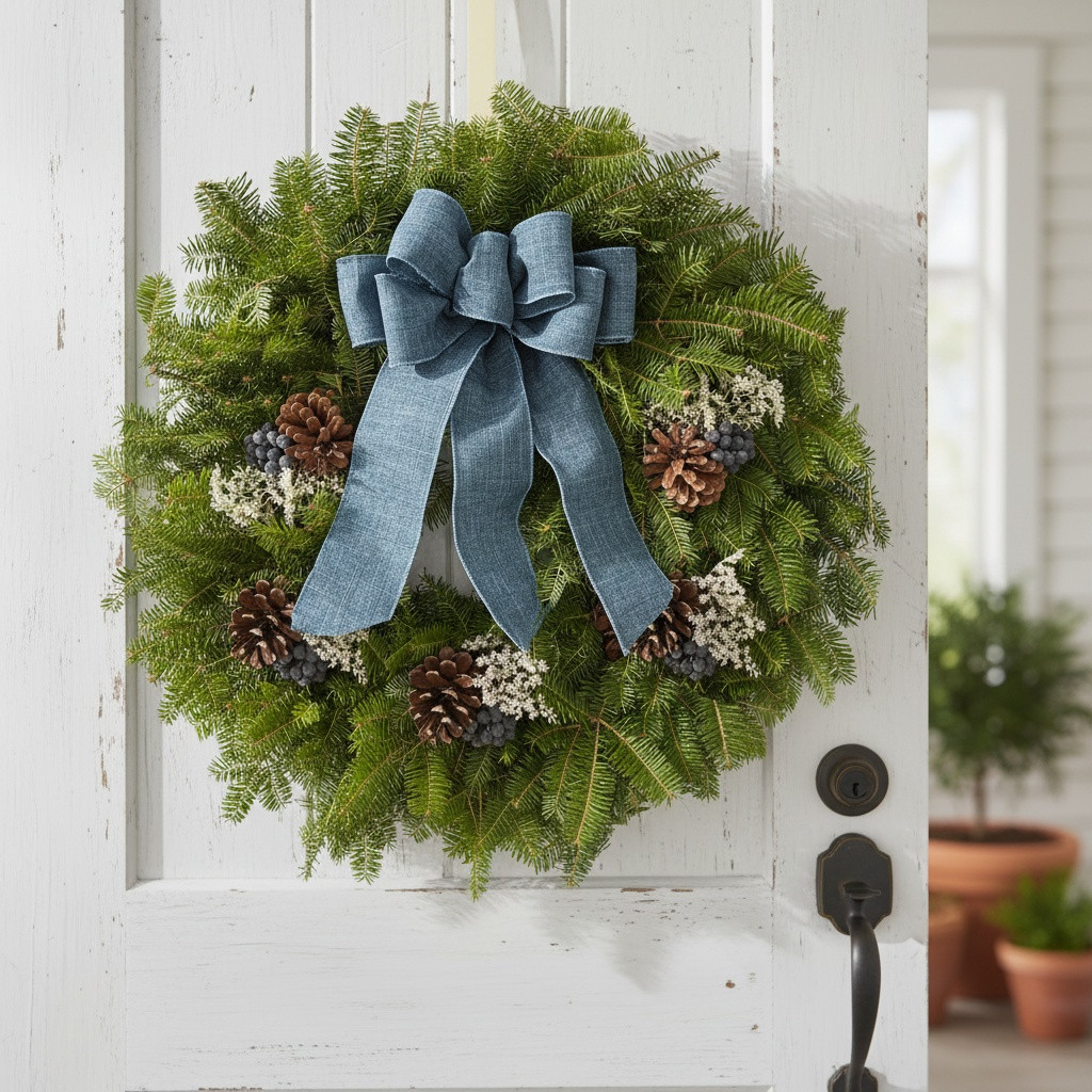 Blueberry Artisan Fresh Maine Balsam Wreath | Blue Holiday Gift