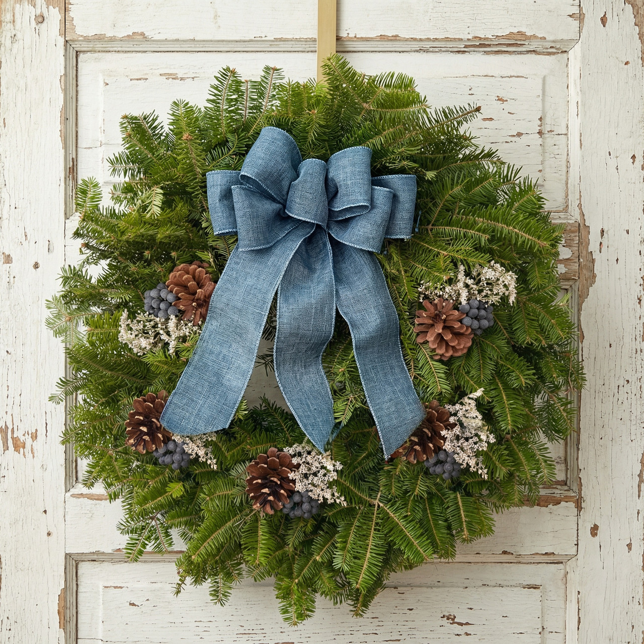 Blueberry Artisan Fresh Maine Balsam Wreath | Blue Holiday Gift