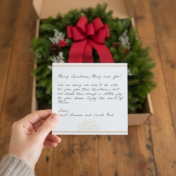 Personalized greeting card enclosed with wreath