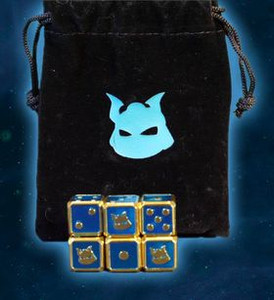 6 x Art of War Dice Blue/Gold Metal D6