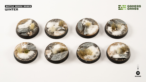 Gamers Grass: Winter Bases - Round 28mm (x8) Gamers Grass: Winter Bases - Round 28mm (x8)
