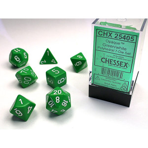 Chessex: 7-Die Set Opaque: Green/White