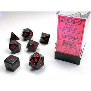 Chessex: 7-Die Set Opaque: Black/Red