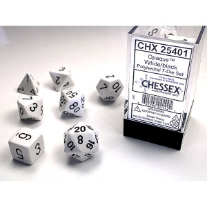 Chessex: 7-Die Set Opaque: White/Black