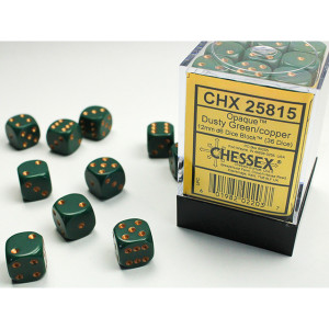 Chessex: 12mm 36d6 Opaque: Dusty Green/Copper