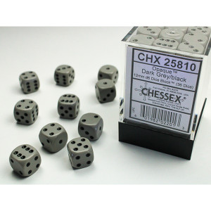 Chessex: 12mm 36d6 Opaque: Dark Grey/Black