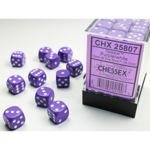 Chessex: 12mm 36d6 Opaque: Purple/White